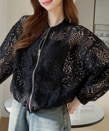 ジップアップ レース ブルゾン