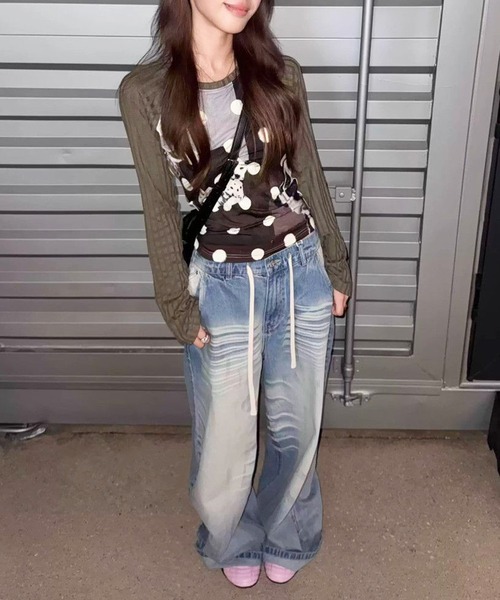 HALEY PESCA(ヘーリーペスカ)の「HALEY PESCA/レトロプリントドット柄Tシャツ(Tシャツ/カットソー・レディース・カーキ・MEDIUM/SMALL/LARGE)」の6枚目の写真