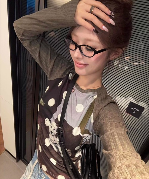 HALEY PESCA(ヘーリーペスカ)の「HALEY PESCA/レトロプリントドット柄Tシャツ(Tシャツ/カットソー・レディース・カーキ・MEDIUM/SMALL/LARGE)」の7枚目の写真