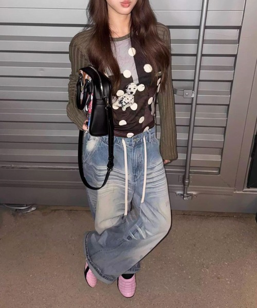 HALEY PESCA(ヘーリーペスカ)の「HALEY PESCA/レトロプリントドット柄Tシャツ(Tシャツ/カットソー・レディース・カーキ・MEDIUM/SMALL/LARGE)」の8枚目の写真