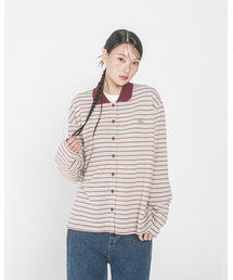AURORA STRIPE COLLAR CARDIGAN(IVORY)