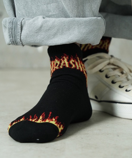 THRASHER（スラッシャー）の「"02"≪THRASHER≫3足セット ジャガード ロークルーソックス（ソックス/靴下・メンズ・その他2/グレー系1/ブラック系1/その他1/その他3/ブラック系2・25～27cm）」の2枚目の写真