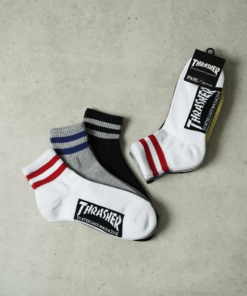 THRASHER（スラッシャー）の「"02"≪THRASHER≫3足セット ジャガード ロークルーソックス（ソックス/靴下・メンズ・その他2/グレー系1/ブラック系1/その他1/その他3/ブラック系2・25～27cm）」の20枚目の写真