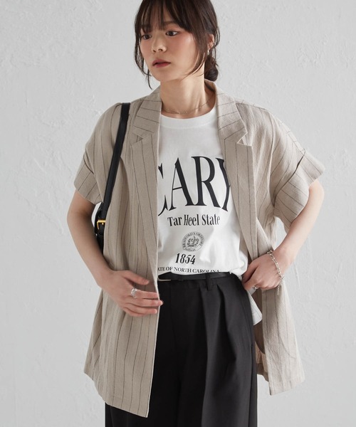 RANAN(ラナン)の「汗ジミ防止カレッジロゴプリントT(Tシャツ/カットソー・レディース・グレー/ブラック/ホワイト/ブラウン・LL/3L/M/L)」の9枚目の写真