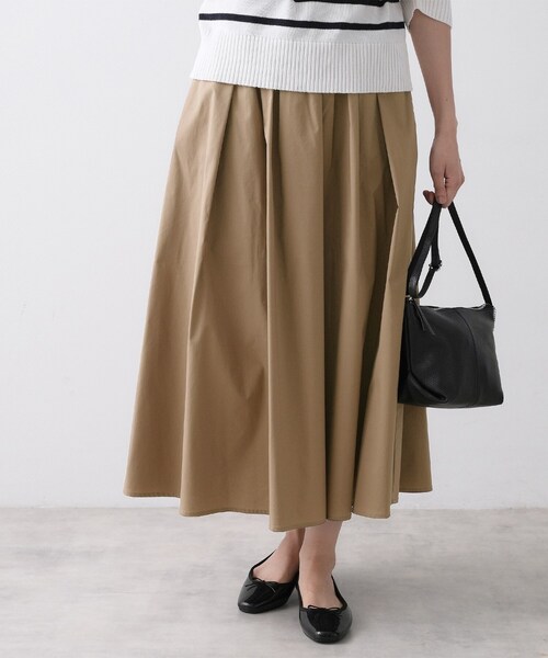 Dessin（デッサン）の「【洗える】タックギャザーフレアスカート（スカート・レディース・サックスブルー/ブラウン系その他/ホワイト系・03/02/01）」の2枚目の写真