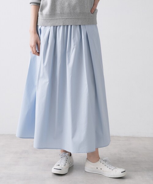 Dessin（デッサン）の「【洗える】タックギャザーフレアスカート（スカート・レディース・サックスブルー/ブラウン系その他/ホワイト系・03/02/01）」の3枚目の写真