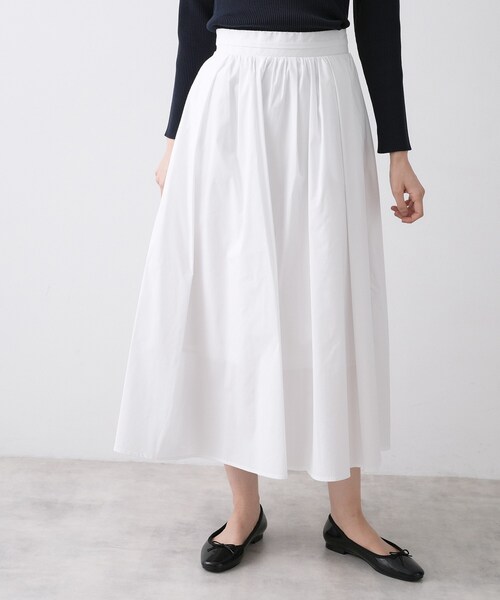 Dessin（デッサン）の「【洗える】タックギャザーフレアスカート（スカート・レディース・サックスブルー/ブラウン系その他/ホワイト系・03/02/01）」の4枚目の写真