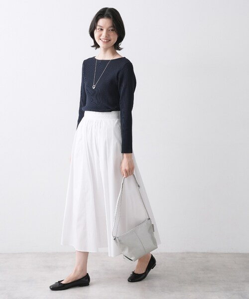 Dessin（デッサン）の「【洗える】タックギャザーフレアスカート（スカート・レディース・サックスブルー/ブラウン系その他/ホワイト系・03/02/01）」の5枚目の写真