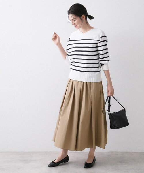 Dessin（デッサン）の「【洗える】タックギャザーフレアスカート（スカート・レディース・サックスブルー/ブラウン系その他/ホワイト系・03/02/01）」の10枚目の写真