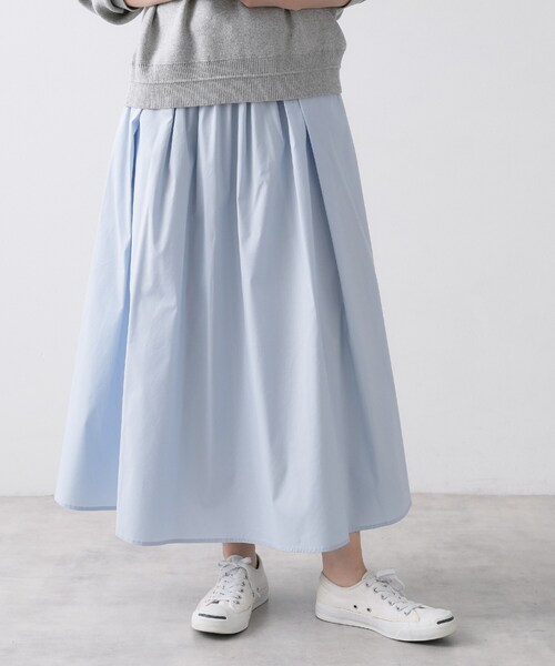 Dessin（デッサン）の「【洗える】タックギャザーフレアスカート（スカート・レディース・サックスブルー/ブラウン系その他/ホワイト系・03/02/01）」の13枚目の写真