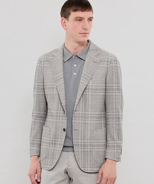 MACKINTOSH LONDON(マッキントッシュ ロンドン)の「【FLEX JERSEY】【LANIFICIO ROMA/ラニフィーチョ ローマ】チェックジャケット(テーラードジャケット・メンズ・グレー・42/38/36/40)」の1枚目の写真