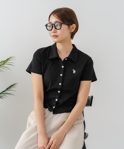 U.S. POLO ASSN.(ユーエスポロアッスン)の「【U.S. POLO ASSN./ユーエスポロアッスン】ワンポイントロゴ刺繍 スムースカットソーシャツ(シャツ/ブラウス・レディース・ブラウン/スミクロ/オフホワイト/ブラック・LARGE/MEDIUM)」の20枚目の写真