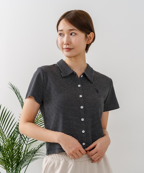 U.S. POLO ASSN.(ユーエスポロアッスン)の「【U.S. POLO ASSN./ユーエスポロアッスン】ワンポイントロゴ刺繍 スムースカットソーシャツ(シャツ/ブラウス・レディース・ブラウン/スミクロ/オフホワイト/ブラック・LARGE/MEDIUM)」の15枚目の写真