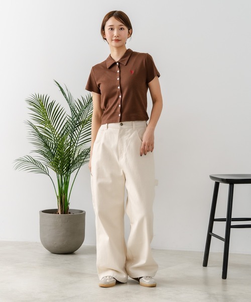 U.S. POLO ASSN.(ユーエスポロアッスン)の「【U.S. POLO ASSN./ユーエスポロアッスン】ワンポイントロゴ刺繍 スムースカットソーシャツ(シャツ/ブラウス・レディース・ブラウン/スミクロ/オフホワイト/ブラック・LARGE/MEDIUM)」の9枚目の写真
