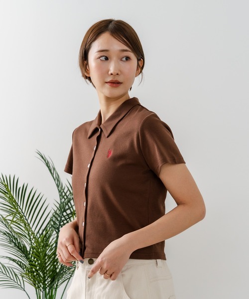 U.S. POLO ASSN.(ユーエスポロアッスン)の「【U.S. POLO ASSN./ユーエスポロアッスン】ワンポイントロゴ刺繍 スムースカットソーシャツ(シャツ/ブラウス・レディース・ブラウン/スミクロ/オフホワイト/ブラック・LARGE/MEDIUM)」の13枚目の写真