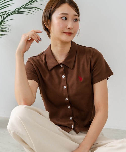 U.S. POLO ASSN.(ユーエスポロアッスン)の「【U.S. POLO ASSN./ユーエスポロアッスン】ワンポイントロゴ刺繍 スムースカットソーシャツ(シャツ/ブラウス・レディース・ブラウン/スミクロ/オフホワイト/ブラック・LARGE/MEDIUM)」の8枚目の写真
