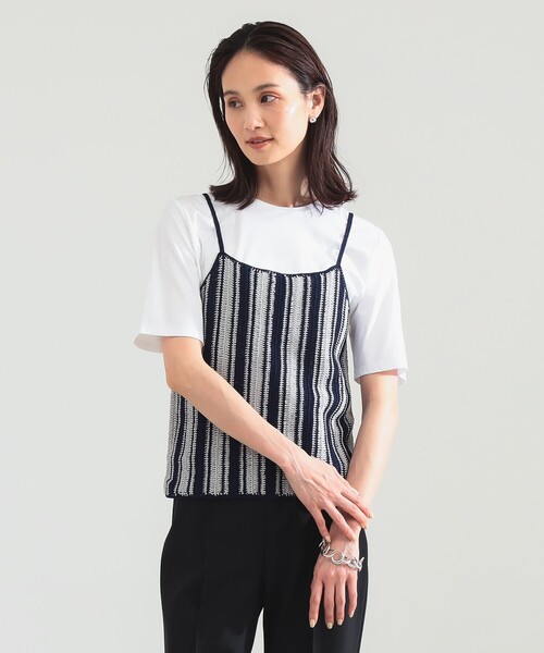 Demi-Luxe BEAMS(デミルクス ビームス)の「Krochet / コットン クロシェ キャミソール(キャミソール・レディース・ブラック/ブルー・ONE SIZE)」の1枚目の写真