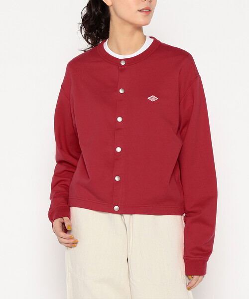 Women's Cotton Terry Crew Neck Cardigan