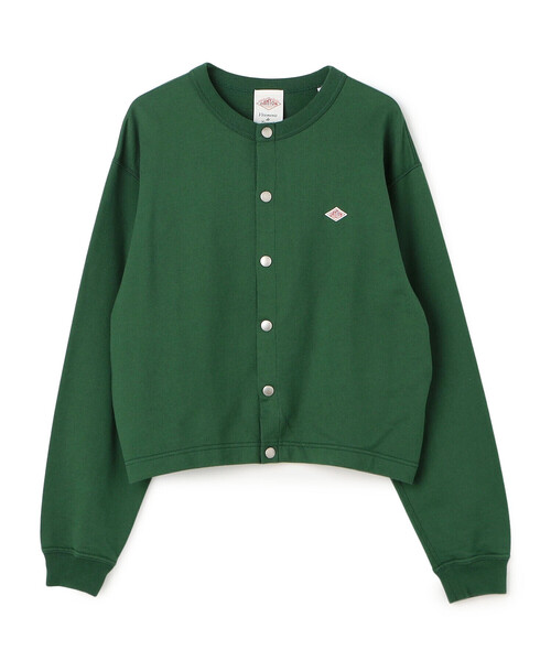 DANTON ダントン カーディガン グリーン　36 Women's Cotton Terry Crew Neck Cardigan（カーディガン/ボレロ