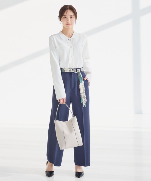 Andemiu（アンデミュウ）の「エリツキボタンカーディガン656625（ニット/セーター・レディース・ブルー/オフホワイト/ブラック・FREE）」の7枚目の写真