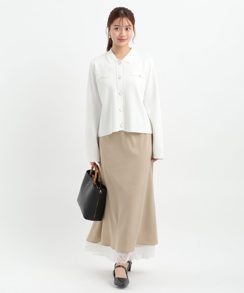 Andemiu（アンデミュウ）の「エリツキボタンカーディガン656625（ニット/セーター・レディース・ブルー/オフホワイト/ブラック・FREE）」の9枚目の写真