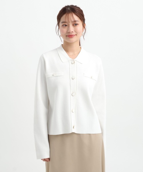 Andemiu（アンデミュウ）の「エリツキボタンカーディガン656625（ニット/セーター・レディース・ブルー/オフホワイト/ブラック・FREE）」の14枚目の写真