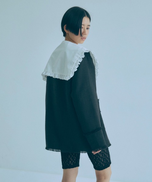EN NEUME(エンノイム)の「Big Collar Frill Blouse(シャツ/ブラウス・レディース・ホワイト/ブラック/ブラック系その他・FREE)」の13枚目の写真