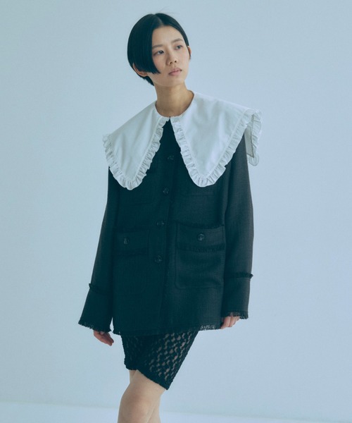 EN NEUME(エンノイム)の「Big Collar Frill Blouse(シャツ/ブラウス・レディース・ホワイト/ブラック/ブラック系その他・FREE)」の10枚目の写真
