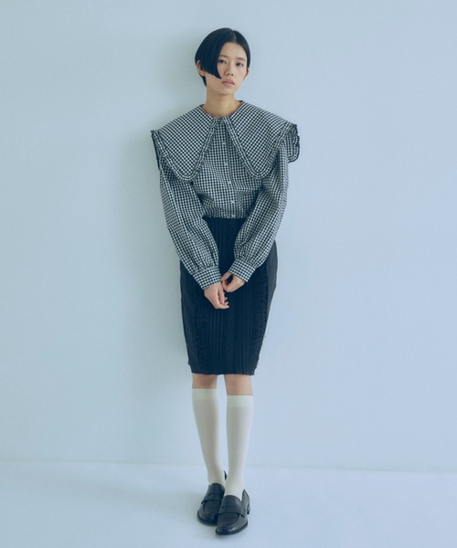 EN NEUME(エンノイム)の「Big Collar Frill Blouse(シャツ/ブラウス・レディース・ホワイト/ブラック/ブラック系その他・FREE)」の22枚目の写真