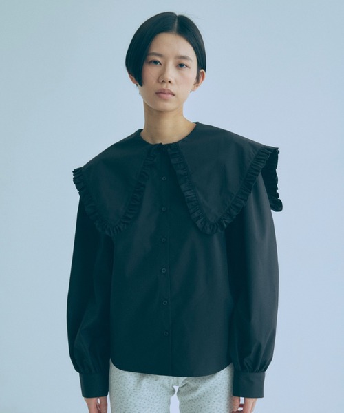 EN NEUME(エンノイム)の「Big Collar Frill Blouse(シャツ/ブラウス・レディース・ホワイト/ブラック/ブラック系その他・FREE)」の14枚目の写真