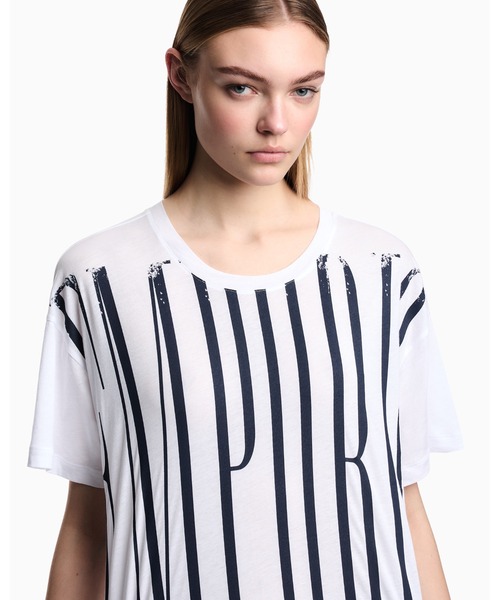 EMPORIO ARMANI(エンポリオアルマーニ)の「【エンポリオ アルマーニ】マキシレタリング Tシャツ ライトジャージー(Tシャツ/カットソー・レディース・ホワイト・SMALL/MEDIUM/LARGE)」の3枚目の写真