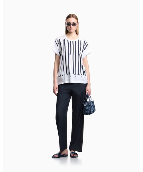 EMPORIO ARMANI(エンポリオアルマーニ)の「【エンポリオ アルマーニ】マキシレタリング Tシャツ ライトジャージー(Tシャツ/カットソー・レディース・ホワイト・SMALL/MEDIUM/LARGE)」の4枚目の写真