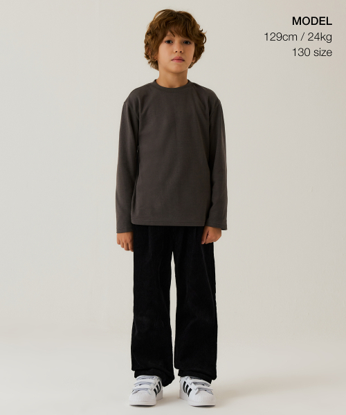 MUSINSA STANDARD KIDS（ムシンサスタンダードキッズ）の「[ヒートタンダード] クルーネック長袖Tシャツ [ガンメタル]（Tシャツ/カットソー・レディース・その他・110/120/130/140/150/160）」の2枚目の写真