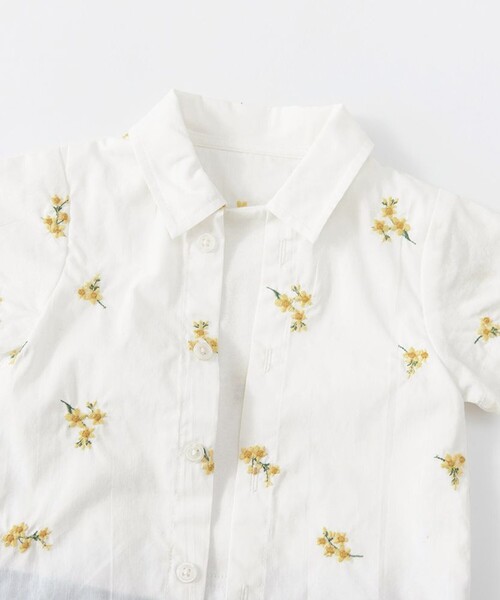 BRANSHES（ブランシェス）の「【おそろい】花刺しゅうカバーオール（ロンパース・キッズ・ブルー/オフホワイト・80/70）」の8枚目の写真