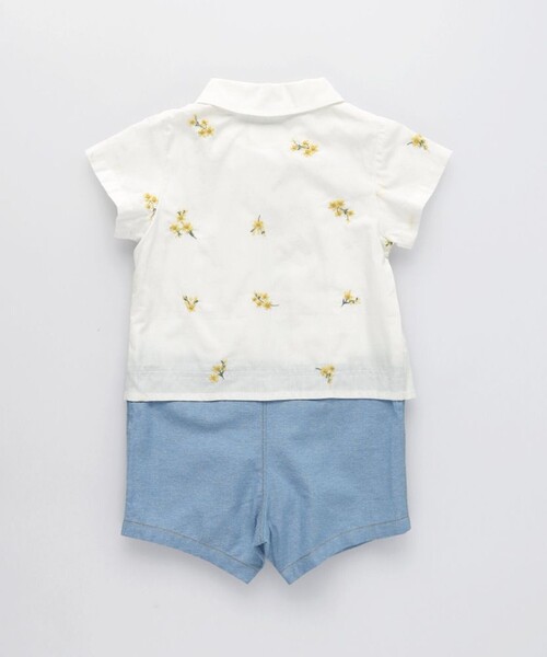 BRANSHES（ブランシェス）の「【おそろい】花刺しゅうカバーオール（ロンパース・キッズ・ブルー/オフホワイト・80/70）」の10枚目の写真