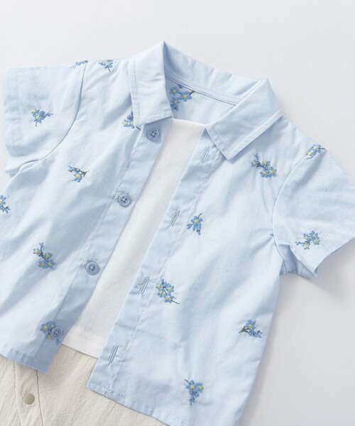 BRANSHES（ブランシェス）の「【おそろい】花刺しゅうカバーオール（ロンパース・キッズ・ブルー/オフホワイト・80/70）」の11枚目の写真
