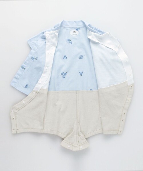 BRANSHES（ブランシェス）の「【おそろい】花刺しゅうカバーオール（ロンパース・キッズ・ブルー/オフホワイト・80/70）」の16枚目の写真