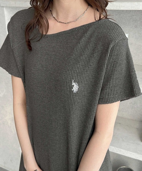 U.S. POLO ASSN.(ユーエスポロアッスン)の「GeeRA別注【U.S. POLO ASSN.】全骨格細見え!アシメネックリブカットソーワンピース(ワンピース・レディース・ブラック/チャコール・SMALL/MEDIUM/LARGE/X-LARGE)」の6枚目の写真
