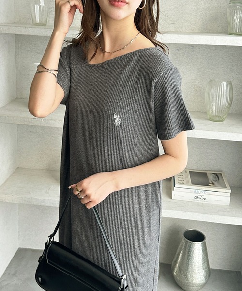 U.S. POLO ASSN.(ユーエスポロアッスン)の「GeeRA別注【U.S. POLO ASSN.】全骨格細見え!アシメネックリブカットソーワンピース(ワンピース・レディース・ブラック/チャコール・SMALL/MEDIUM/LARGE/X-LARGE)」の15枚目の写真