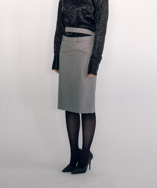 KEISUKEYOSHIDA（ケイスケヨシダ）の「Midi Skirt（スカート・レディース・ライトグレー・M/S）」の4枚目の写真