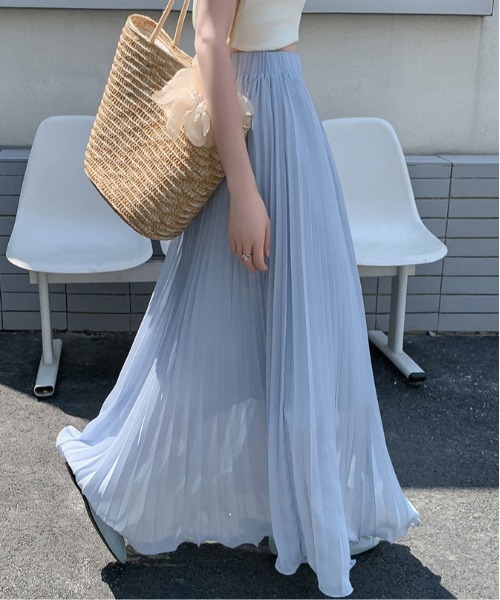 ＆soiree（アンドソワレ）の「ウエストゴムプリーツフレアスカート（スカート・レディース・ラベンダー/アイボリー/ピンク/サックスブルー/ブラック・FREE）」の13枚目の写真