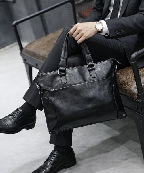 CALIFORNIA OUTFITTERS(カリフォルニア アウトフィッターズ)の「2C62-NK 2WAY レザー調 ビジネス トートバッグ(ビジネスバッグ・メンズ・ブラック・ONESIZE)」の6枚目の写真