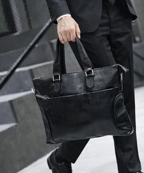 CALIFORNIA OUTFITTERS(カリフォルニア アウトフィッターズ)の「2C62-NK 2WAY レザー調 ビジネス トートバッグ(ビジネスバッグ・メンズ・ブラック・ONESIZE)」の7枚目の写真