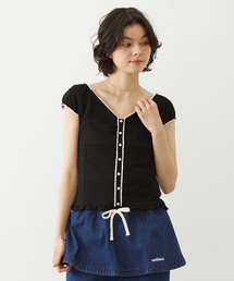 MILKFED. | FRILL CAP SLEEVE TOP(Tシャツ/カットソー)