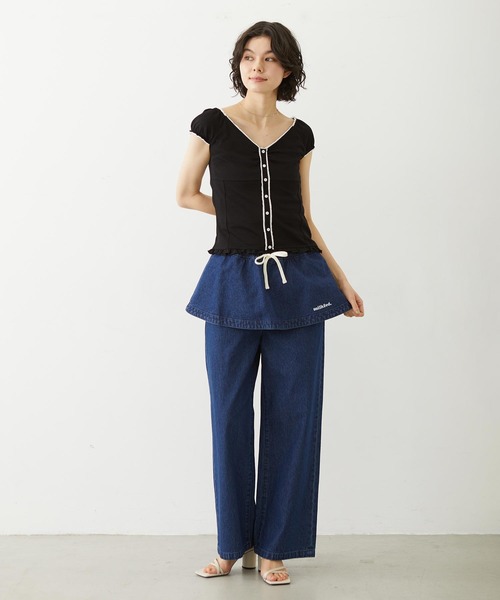 MILKFED.(ミルクフェド)の「FRILL CAP SLEEVE TOP(Tシャツ/カットソー・レディース・オフホワイト/ブラック/レッド・ONE SIZE)」の13枚目の写真