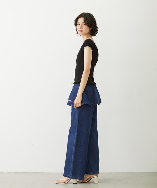 MILKFED.(ミルクフェド)の「FRILL CAP SLEEVE TOP(Tシャツ/カットソー・レディース・オフホワイト/ブラック/レッド・ONE SIZE)」の15枚目の写真