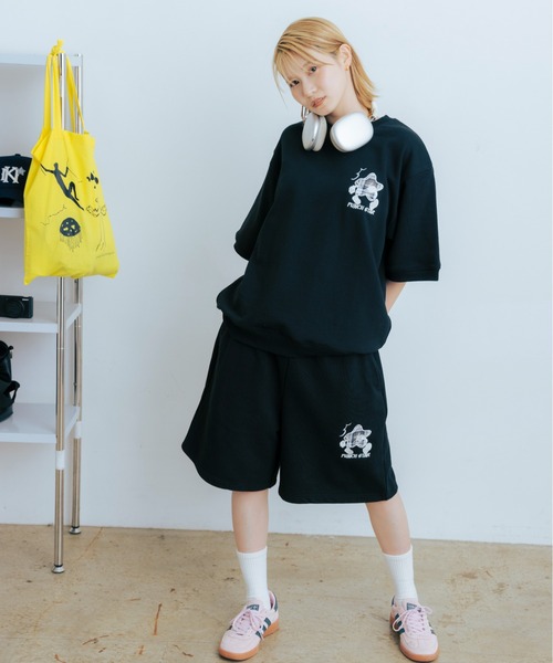 kaoyorinakami(カオヨリナカミ)の「punch star half sweat pants / パンチ スター ハーフ スウェット パンツ(スウェットパンツ・メンズ・ネイビー/グレー/ブラック・X-LARGE/LARGE/MEDIUM/SMALL)」の4枚目の写真