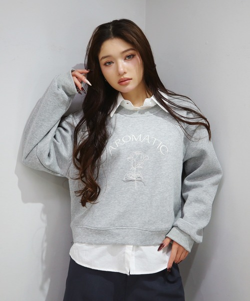 CECIL McBEE（セシルマクビー）の「シャツドッキングプルオーバー（スウェット・レディース・アイボリー/グレー・MEDIUM）」の3枚目の写真