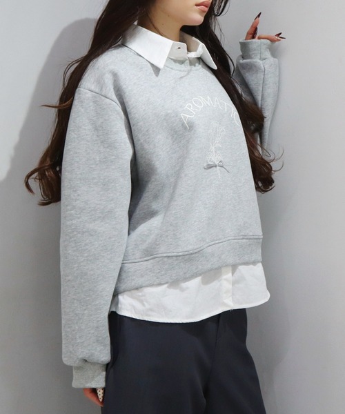 CECIL McBEE（セシルマクビー）の「シャツドッキングプルオーバー（スウェット・レディース・アイボリー/グレー・MEDIUM）」の6枚目の写真
