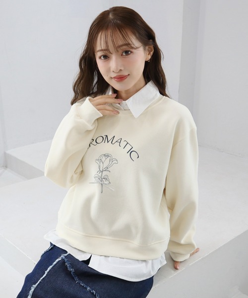 CECIL McBEE（セシルマクビー）の「シャツドッキングプルオーバー（スウェット・レディース・アイボリー/グレー・MEDIUM）」の7枚目の写真